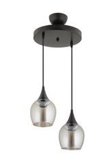 Istanbul Pendant Lamp 2 Piece Black Smoked Opaque Glass Chandelier - Swordslife