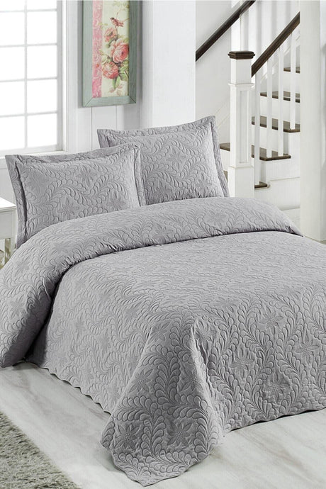 Ivy Gray Double Microfiber Quilted Bedspread - Swordslife