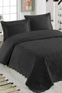 Ivy Black Double Microfiber Quilted Bedspread - Swordslife