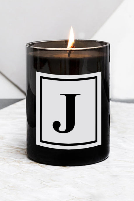 Letter J Large Size Black Glass Candle - Swordslife