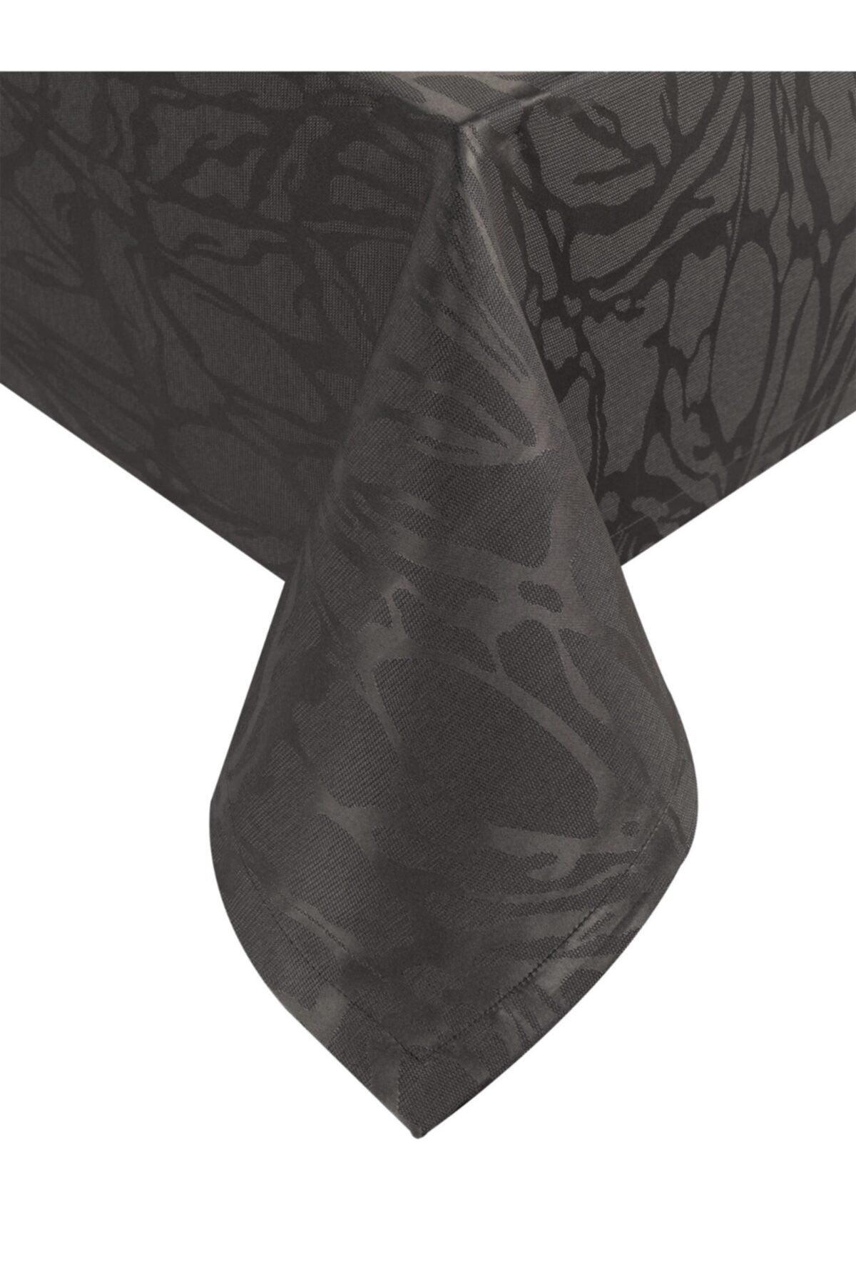 Jacquard Patterned Anthracite Carefree Fancy Table Cloth - Swordslife