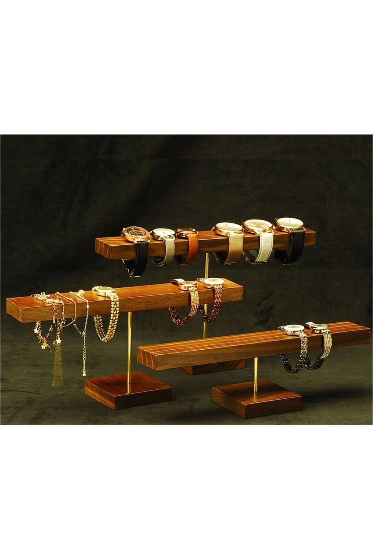 Jewelry Bracelet Bangle Clock Display Stand Display Rack Wooden Jewelry Stand 3Pcs Set - Swordslife