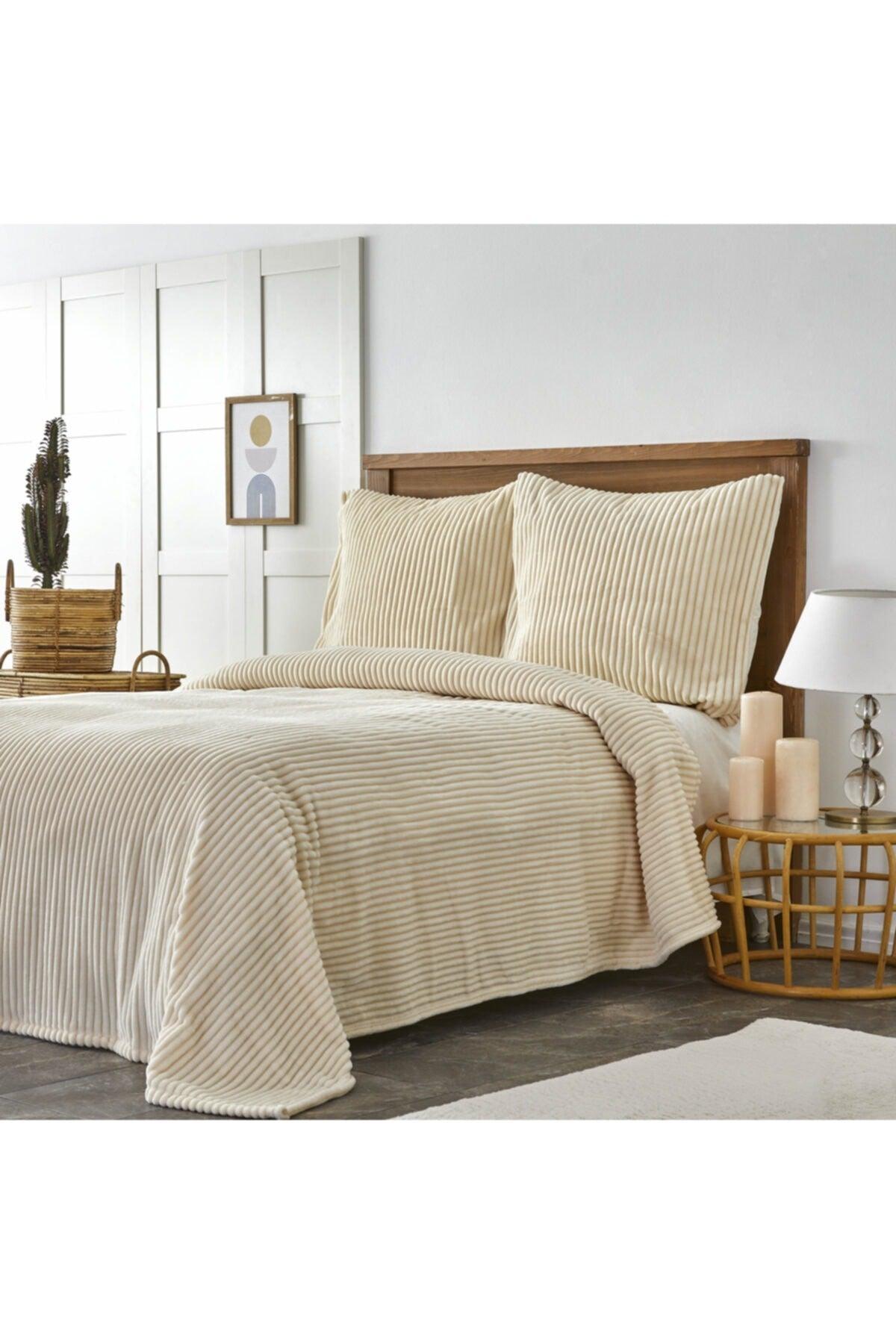 Joena Ecru Double Soft Bedspread 200.18.01.0594 - Swordslife