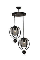 Jupiter 2ndli Chandelier Black Smoked Glass