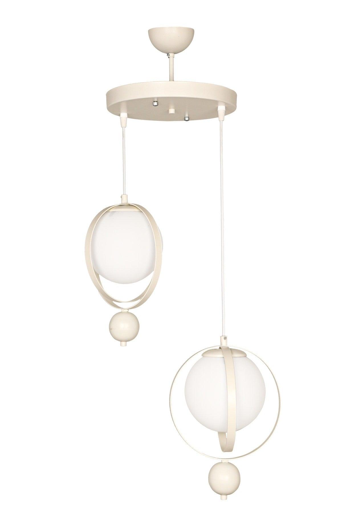 Jupiter 2.li Chandelier White White Glass - Swordslife