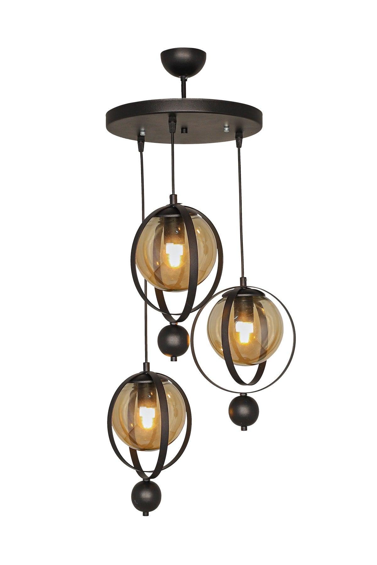 Jupiter 3rd Chandelier Black Honey Glass - Swordslife