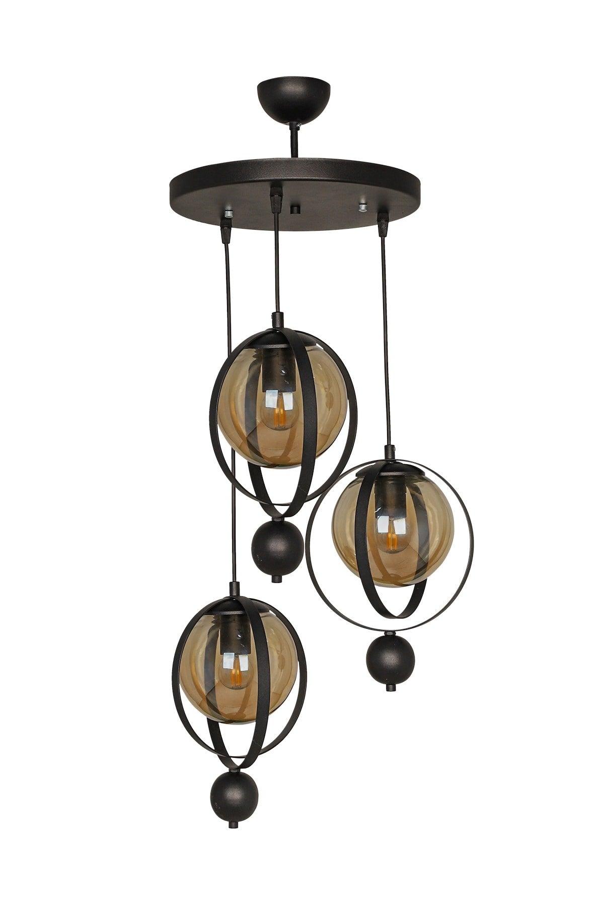 Jupiter 3rd Chandelier Black Honey Glass - Swordslife