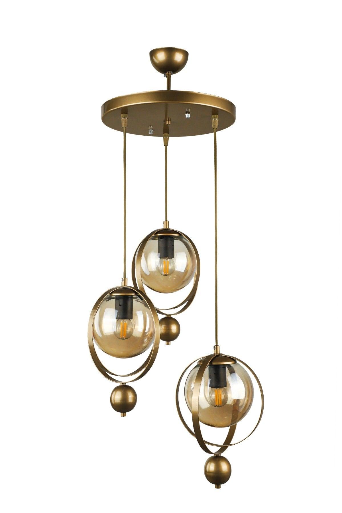 Jupiter 3rd Chandelier Tumbled Honey Glass - Swordslife