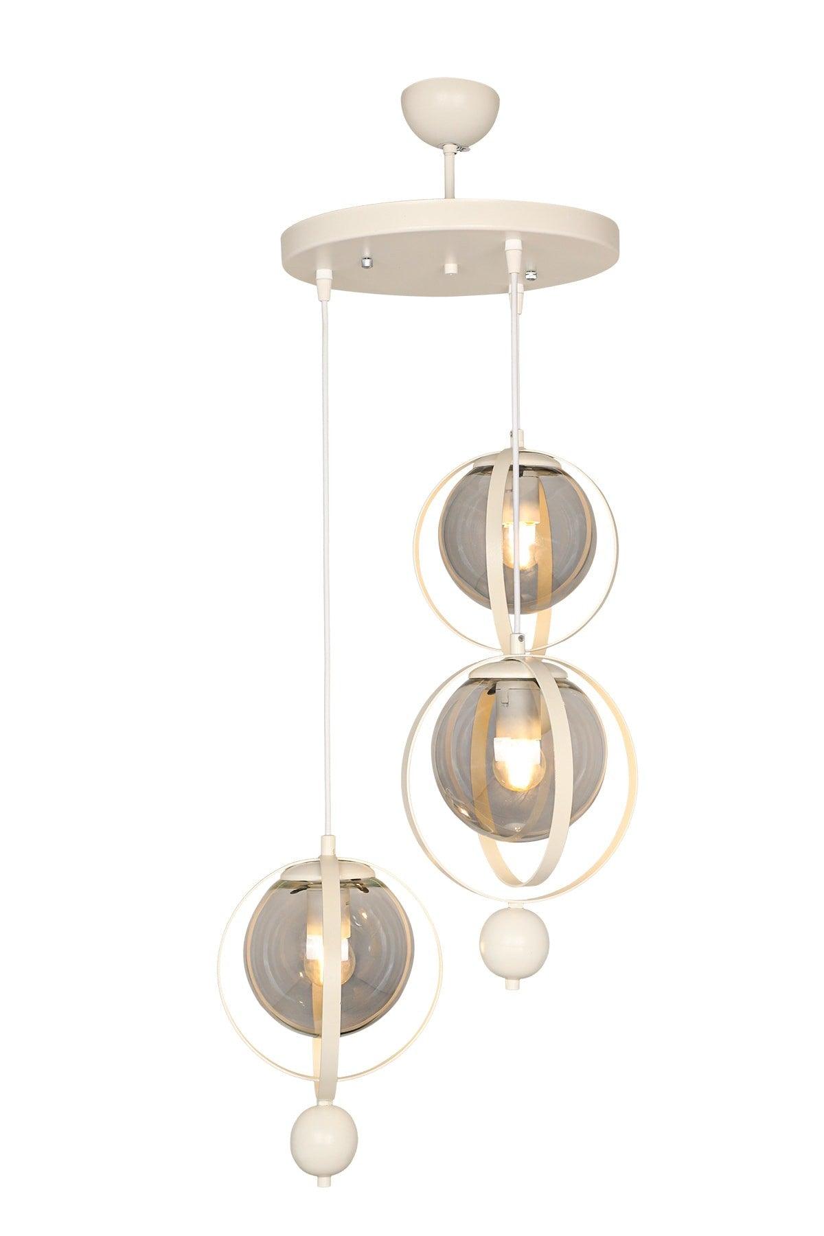 Jupiter 3rd Chandelier White Smoked Glass