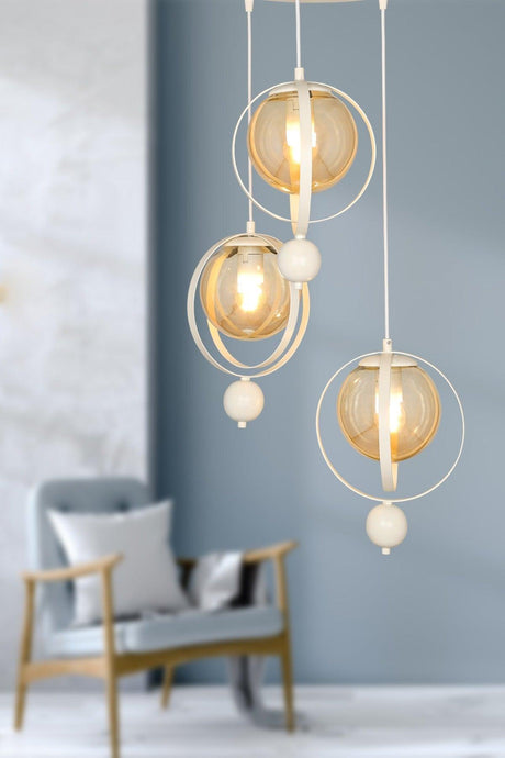 Jupiter 3rd Chandelier White Honey Glass