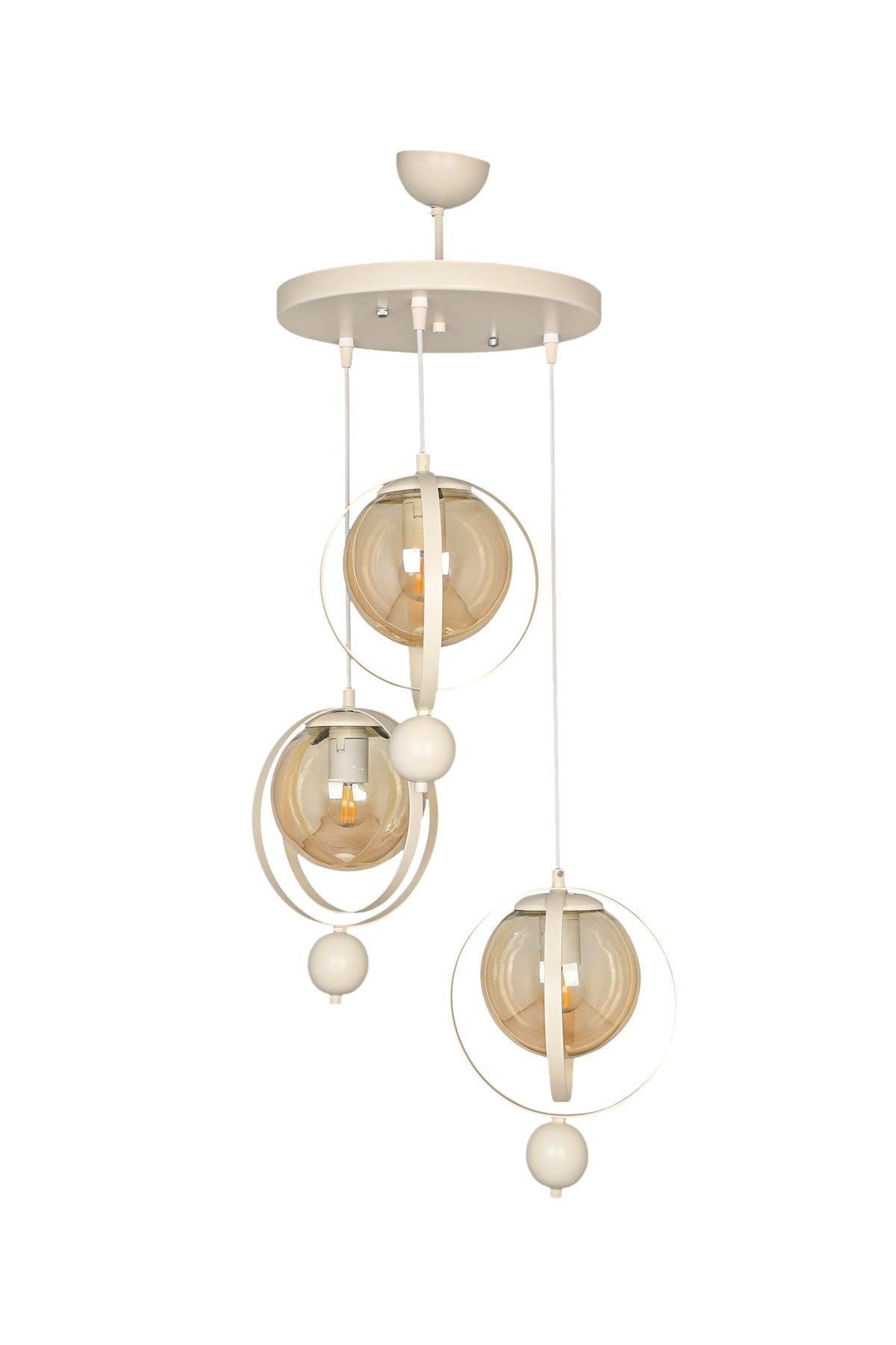 Jupiter 3rd Chandelier White Honey Glass