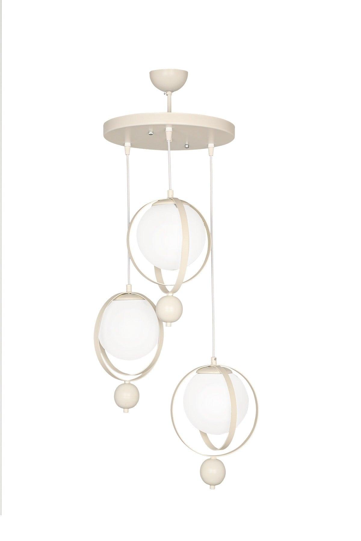 Jupiter 3rd Chandelier White White Glass - Swordslife