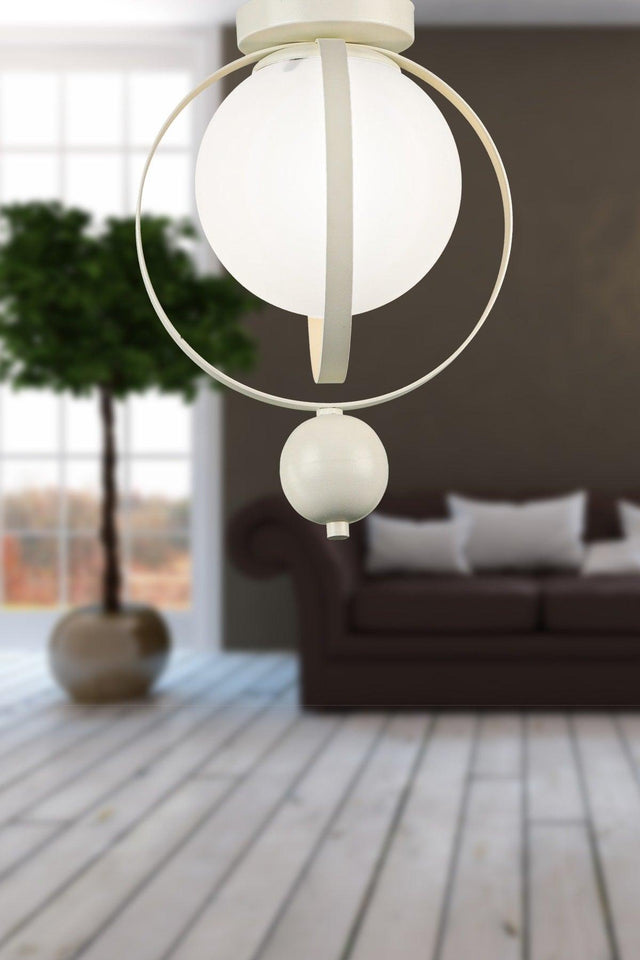 Jupiter Ceiling Mount Single Chandelier White White Glass - Swordslife