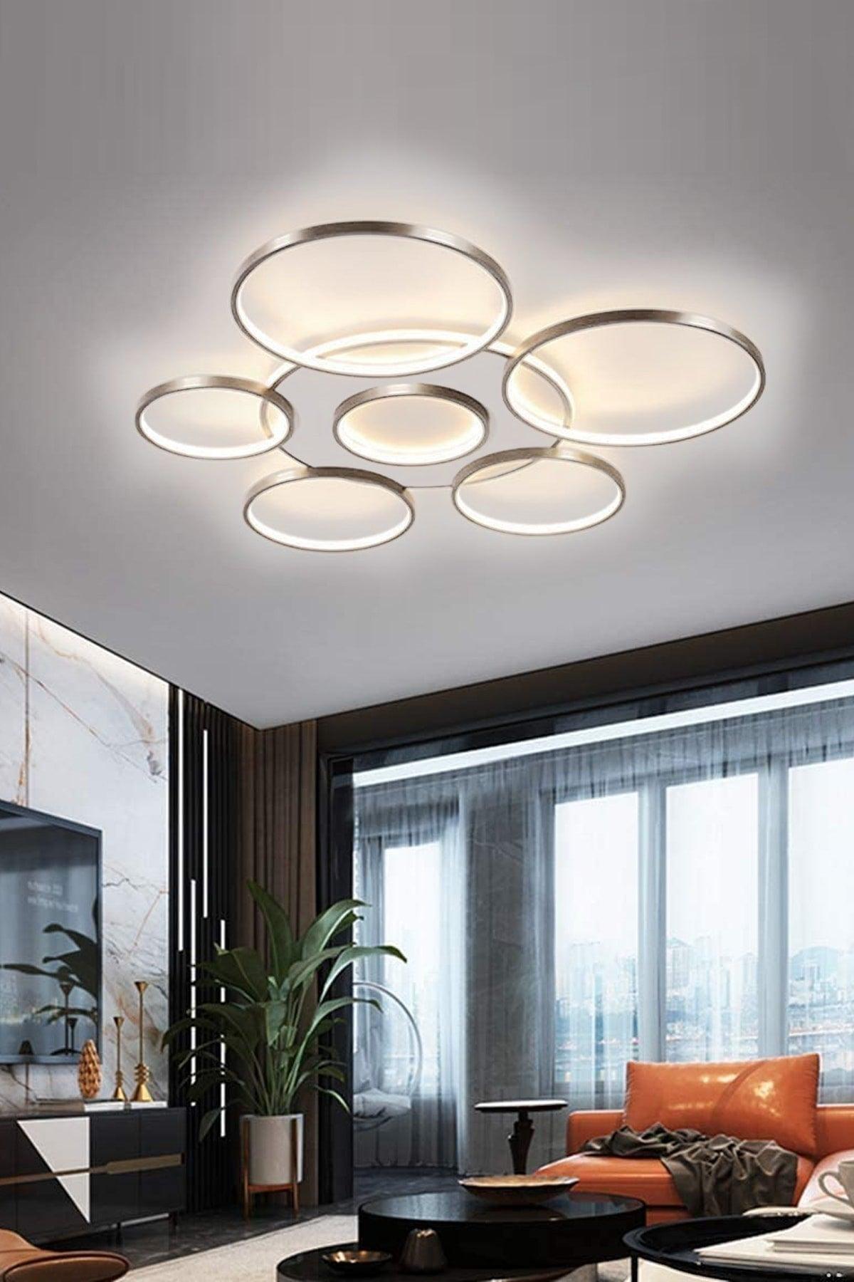 Jupiter Modern Gray Case ( ( 75 Cm ) ) White Led Plofonyer Led Chandelier - Swordslife