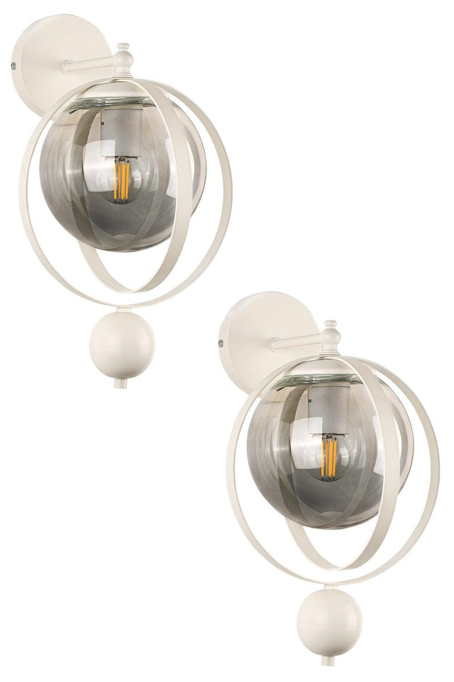 Jupiter Sconce 2 Pieces White Smoked Glass - Swordslife