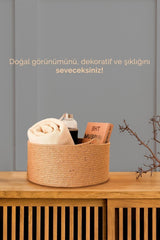 Jute Rope Basket Natural 100% Jute 35x15 Cm Bathroom/Kitchen Corner Organizer New Generation Modern Basket - Swordslife