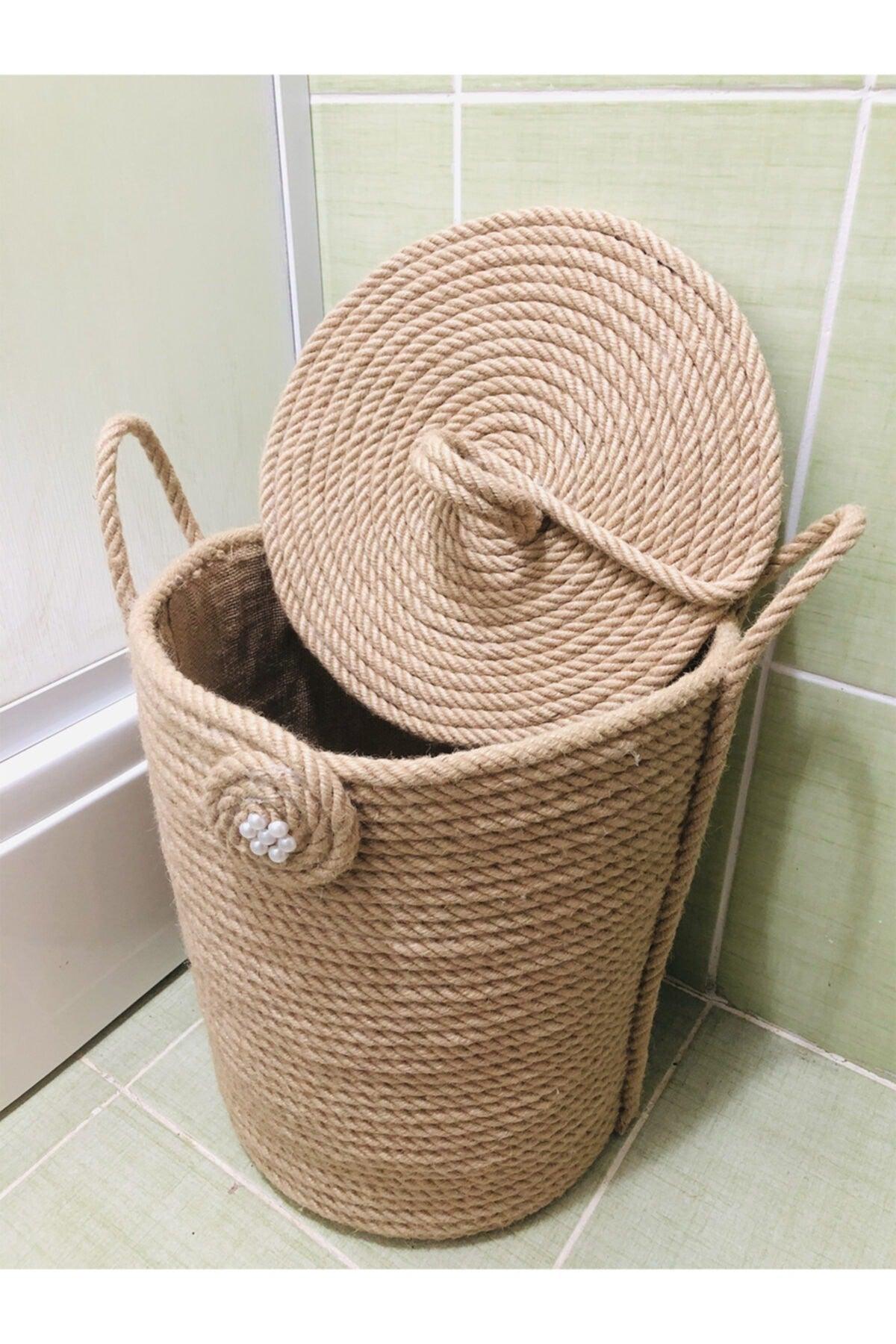 Jute Wire Mesh Rope Laundry Basket