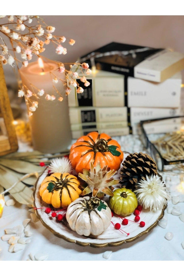 Pumpkin Trinket Set Including Serving Plate And Dry Herbs - Swordslife