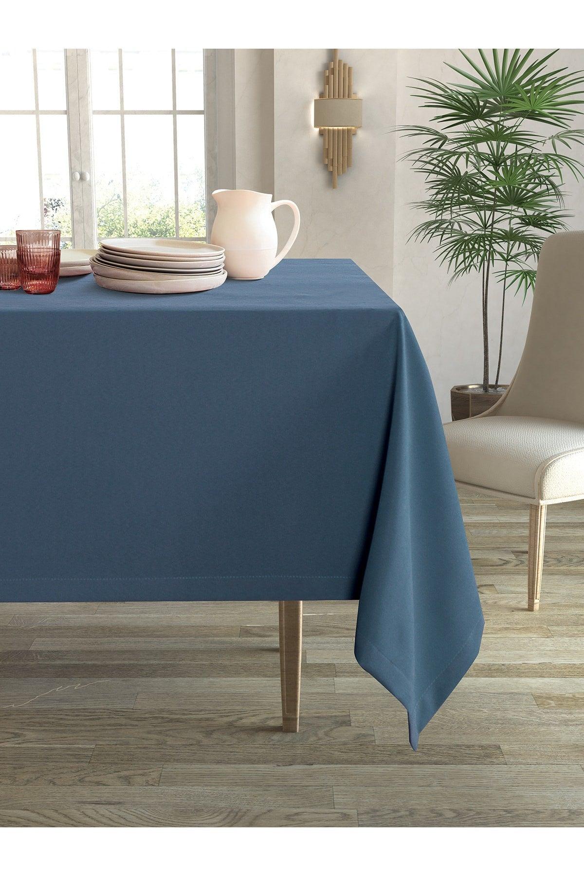 Velvet Textured Deep Blue Color Table Cloth - Swordslife