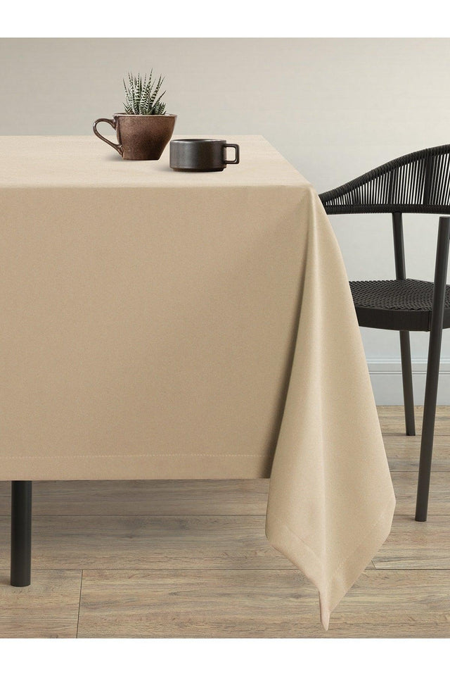 Velvet Textured Sand Beige Table Cloth - Swordslife