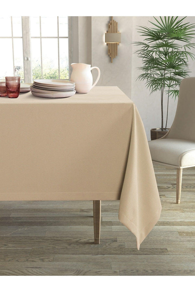 Velvet Textured Sahara Beige Table Cloth - Swordslife