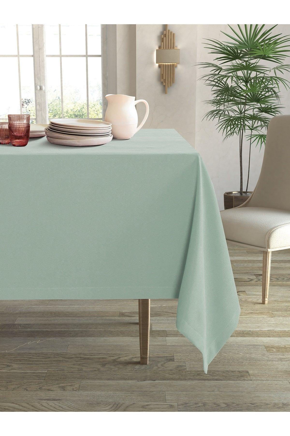 Velvet Textured Fog Blue Tablecloth - Swordslife