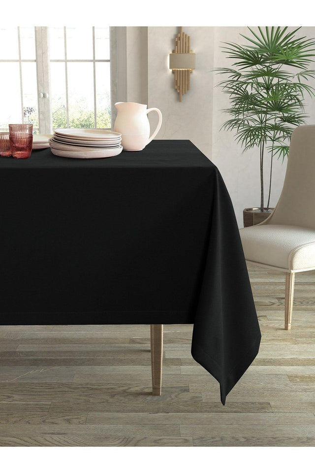 Velvet Textured Black Color Table Cloth - Swordslife