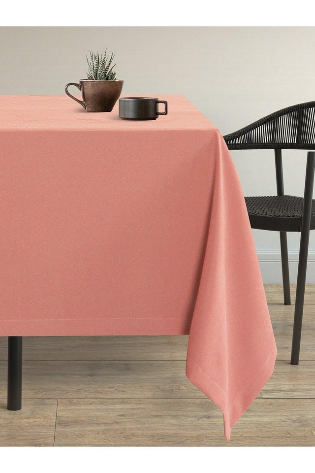 Velvet Textured Salmon Color Table Cloth - Swordslife