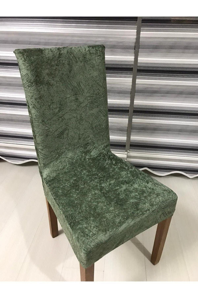 Velvet Khaki Green Black Vein Patterned Chair Cover Digital Printed 1 Piece Standard Single Cover - Swordslife