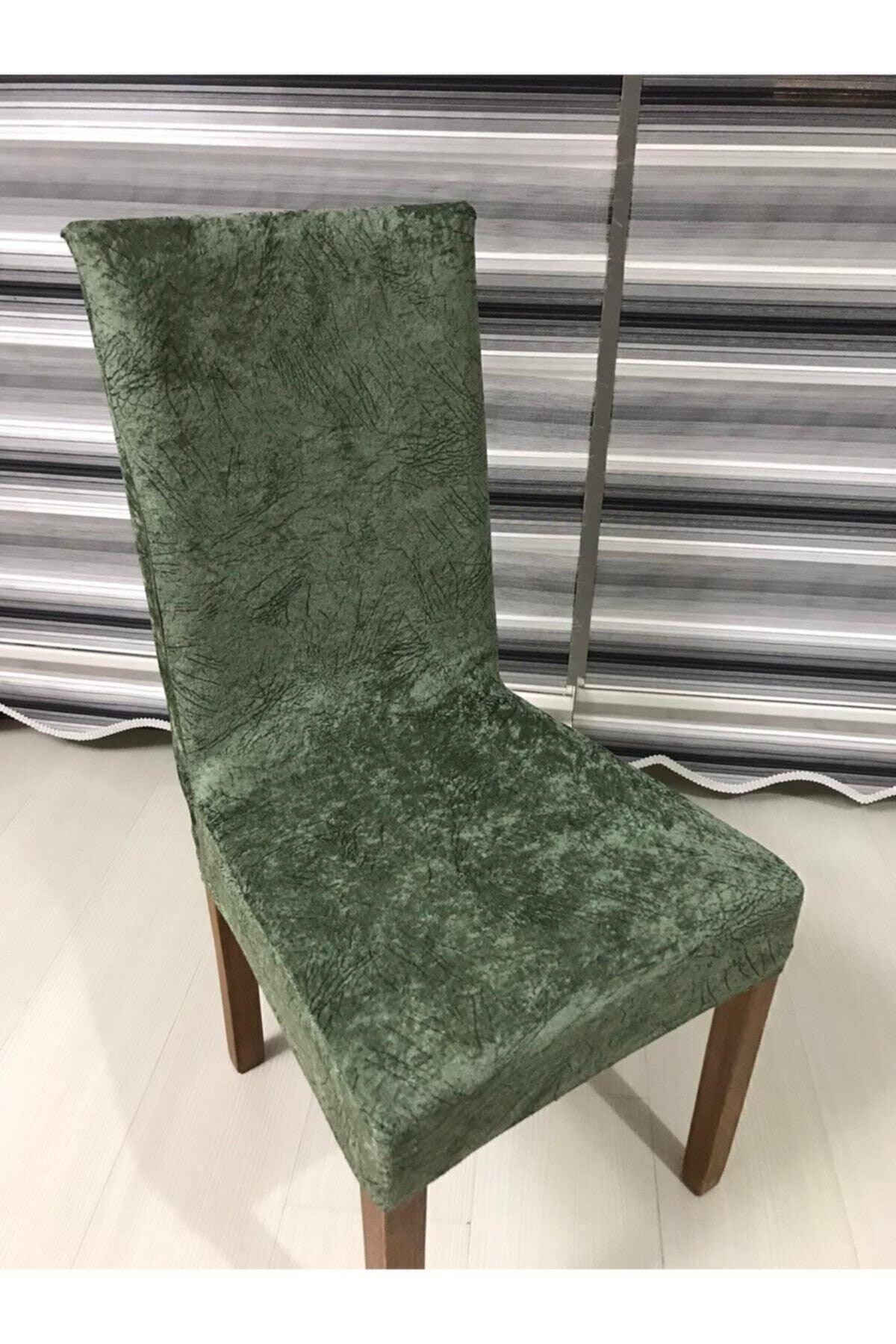 Velvet Khaki Green Black Vein Patterned Chair Cover Digital Printed 6 Pieces Standard Single Cover - Swordslife