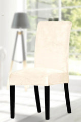 Velvet Lycra Chair Cover Chair Cover (Cream Color) - Swordslife