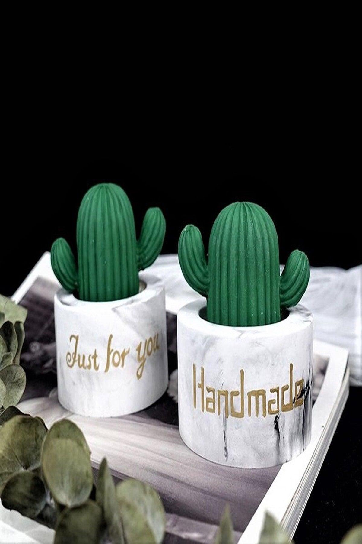 Cactus Candle Set of 2 Powder Scented Cactus Candle Green Scented Cactus Candle Set of Two - Swordslife