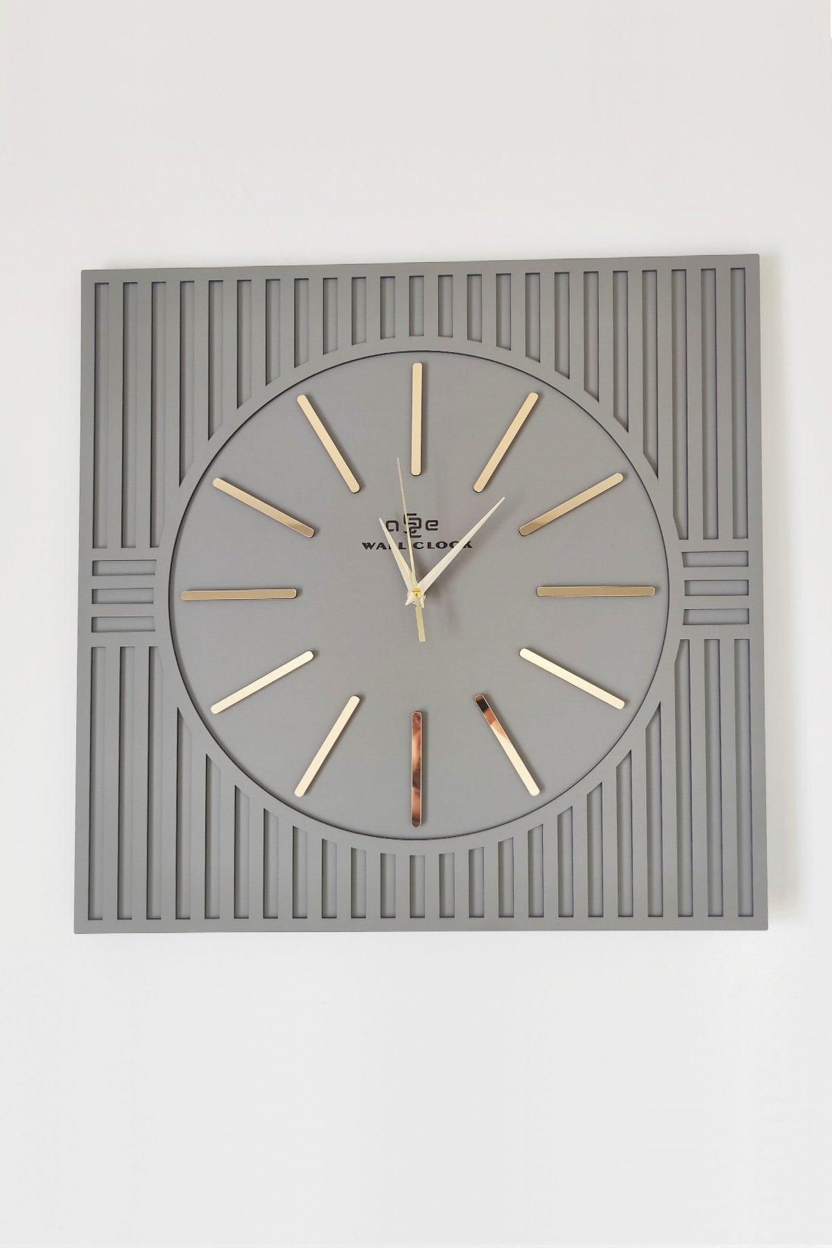 Square Line Pattern Decorative Anthracite&gold Wall Clock 50x50cm - Swordslife