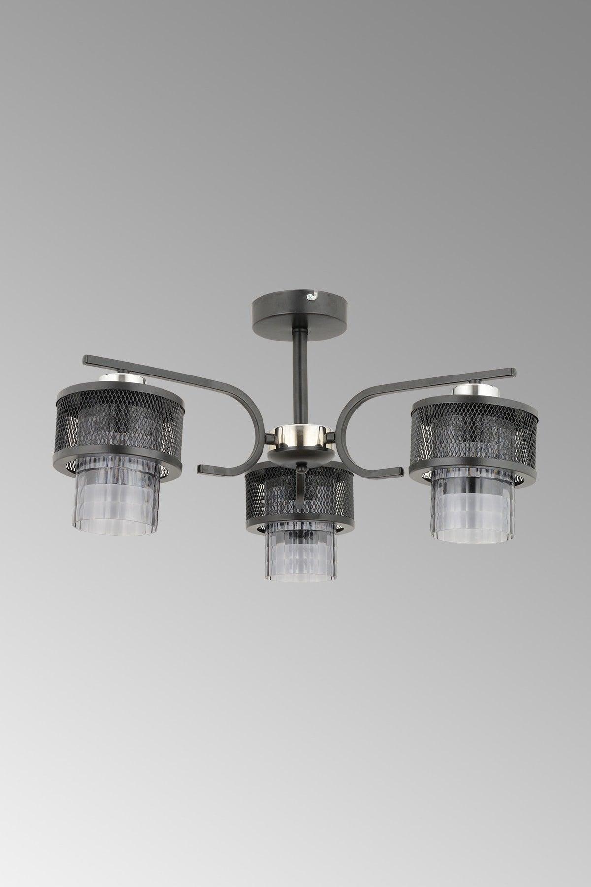 Karla 3 Piece Modern Smoked Plafonier Chandelier - Swordslife