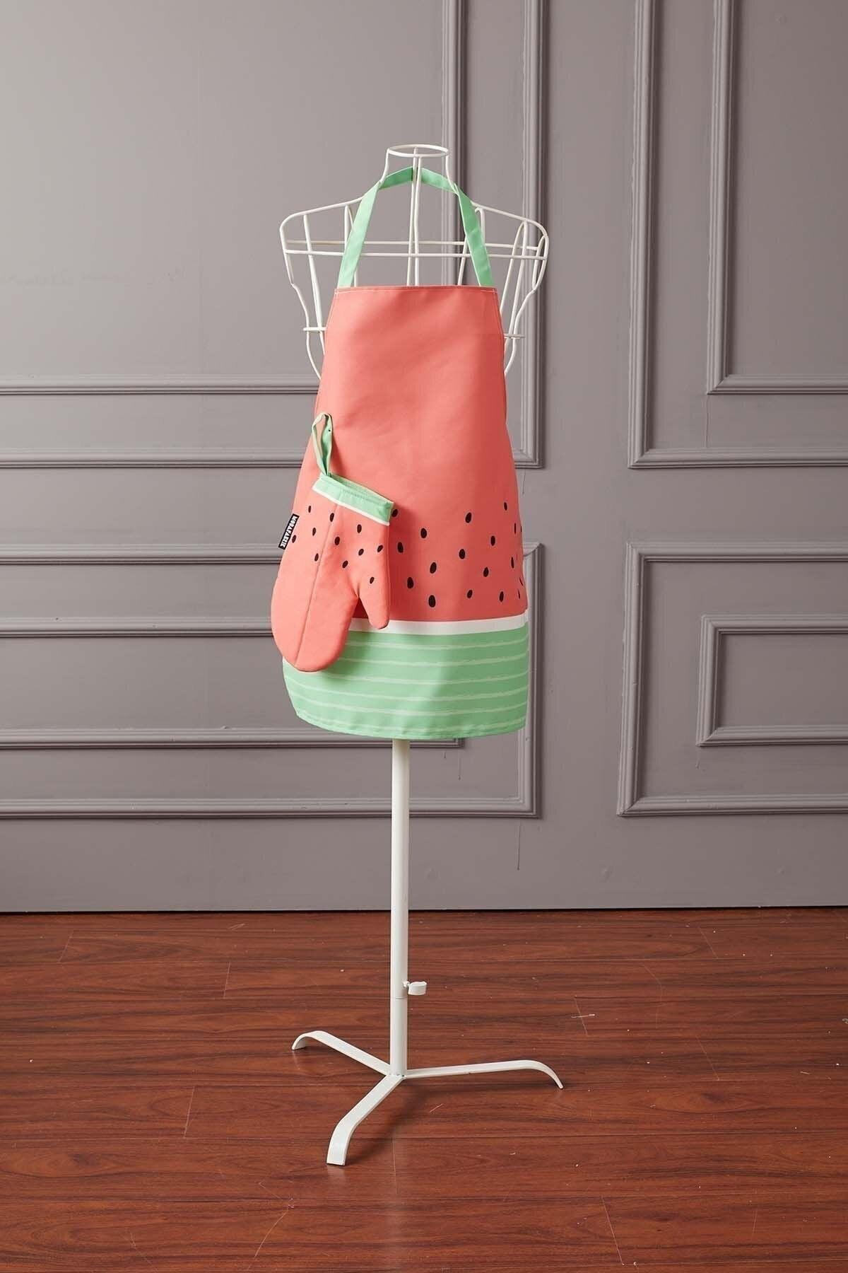 Watermelon Pattern Kitchen Apron And Glove Set - Swordslife