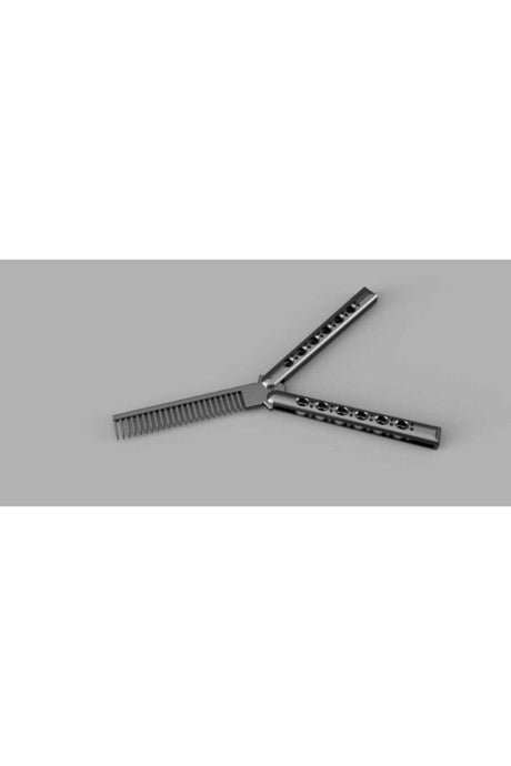 Butterfly Knife Shaped Plastic Comb Hair Combing Easy Portable Organic Plastic Gray - Swordslife