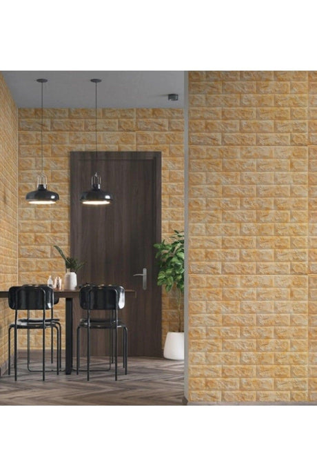 Self Adhesive 3d Mottled Yellow Wallpaper Panel Nw97 - Swordslife