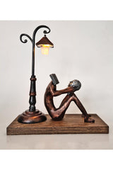 Self Reading Human Street Lamp (SPECIAL DESIGN) Trinket Decorative Figure Copper Gold Tumbled - Swordslife