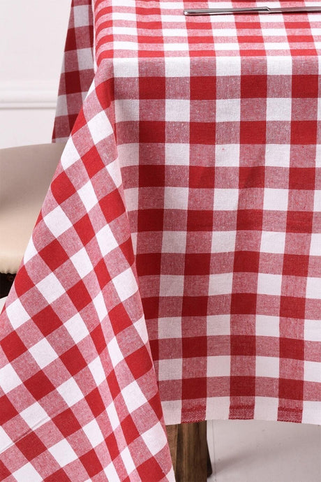 Red Large Square Pattern Gingham Table Cloth, Table Cloth, Picnic Cover - Swordslife