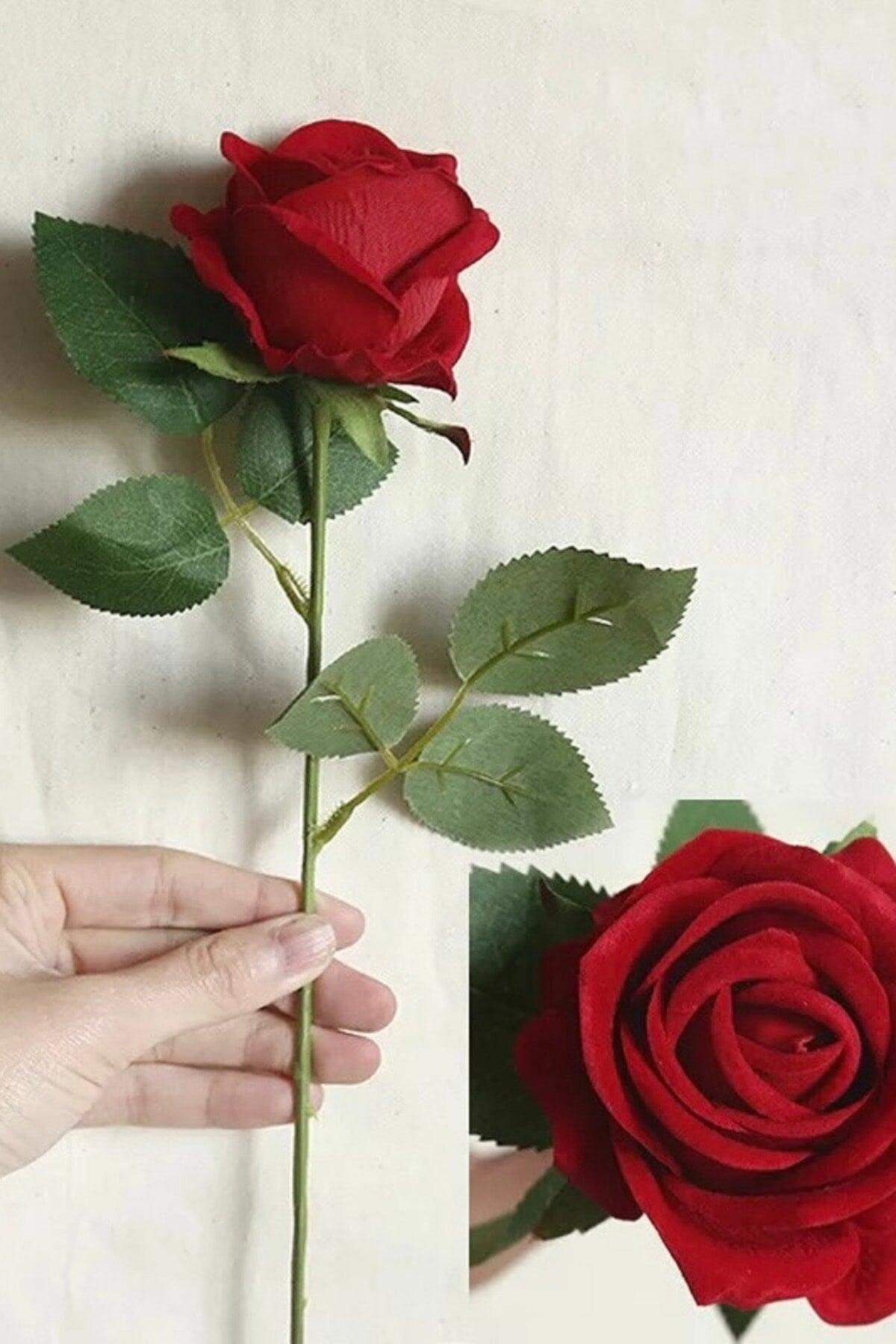 Red Velvet Artificial Rose Branch - Swordslife