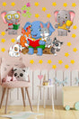 Cute Forest Animals And Stars Reading A Book Kindergarten Kids Room Wall Sticker - Swordslife