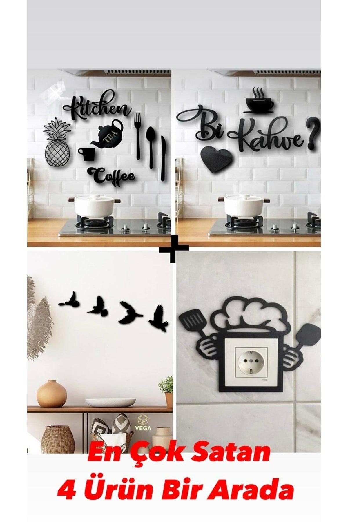 Kitchen 9 Pieces + Kitchen Socket + Bi Coffee + 4-Piece Bird Wall Decor 4 Products in 1 - Swordslife