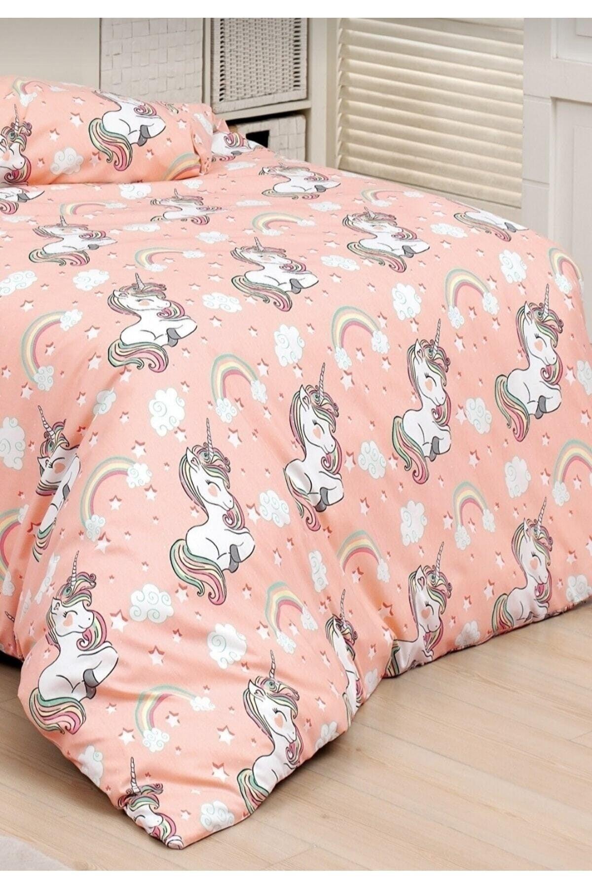 Girl Unicorn Pattern Single Elastic Fitted Sheet Duvet Cover Set (100x200) - Swordslife