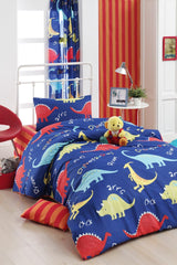 Easy-Iron Duvet Cover Set Single Dinosaur Blue - Swordslife