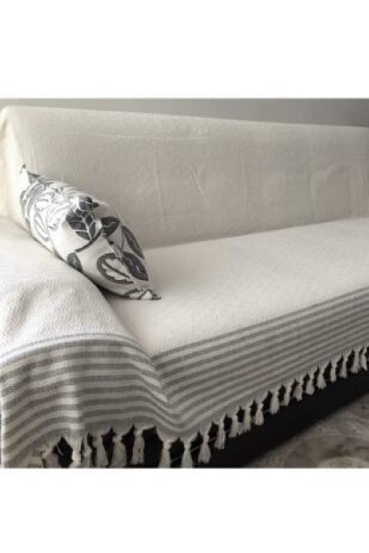 Sofa Cover Set Cream Ground Gray Striped 3x3x1x1 . - Swordslife