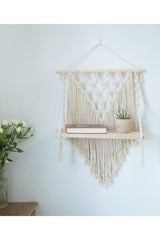 Cream Macrame Shelf Wall Ornament Wall Shelf - Swordslife