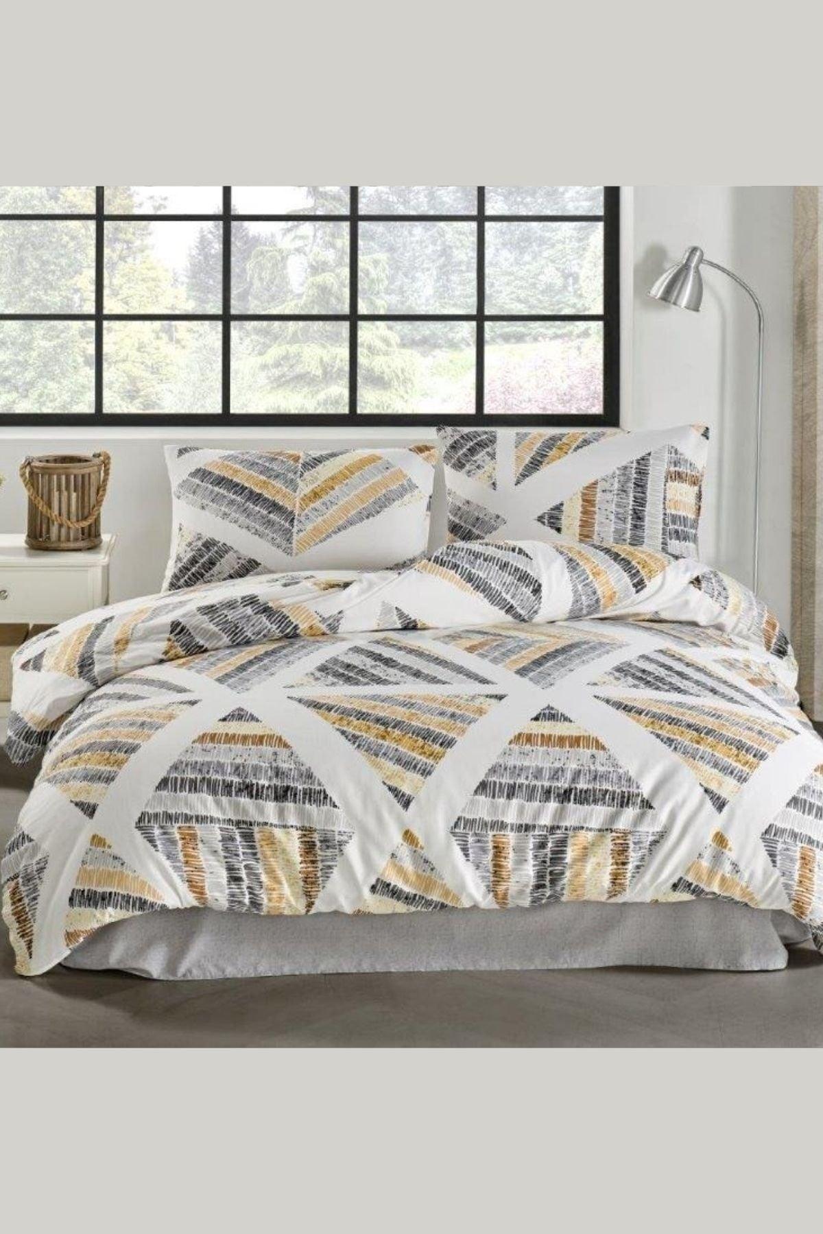 Kristal Felix Double Terry Cotton Duvet Cover Set Brown - Swordslife