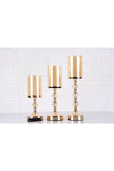 Set of 3 Gold Candlestick with Crystal Stone Leg - Swordslife