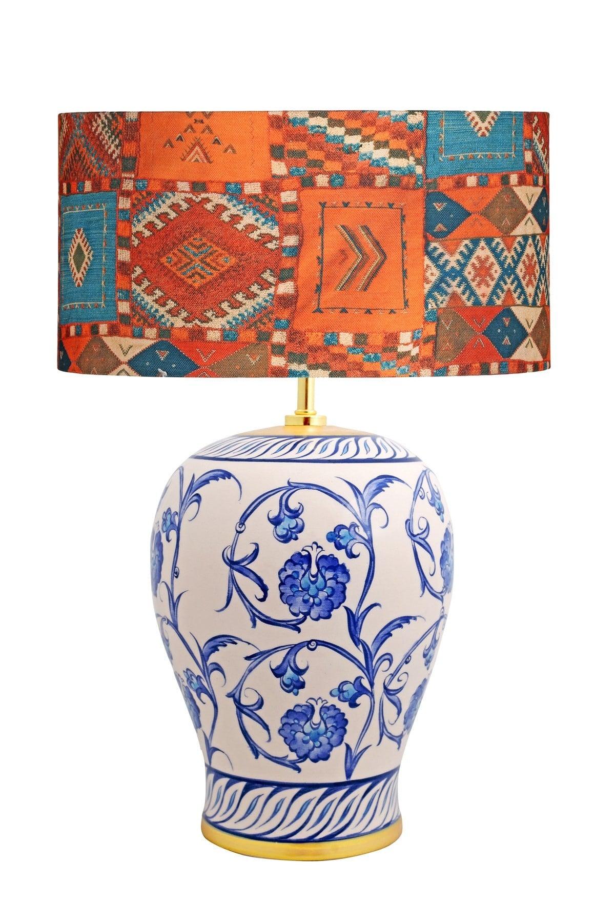 Kty-srm01 Blue Blanc Ceramic Lampshade - Capadocia Patterned - Swordslife