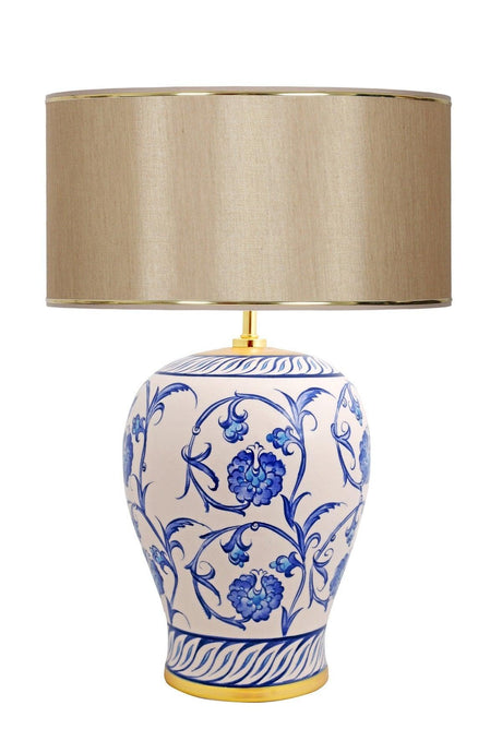 Kty-srm01 Blue Blanc Ceramic Lampshade - Gold Striped Mataro - Swordslife